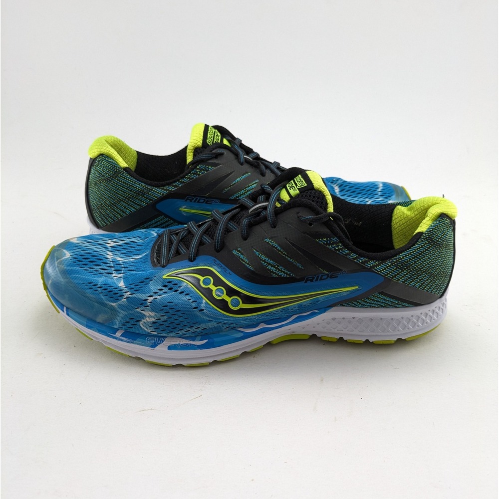 Mens Saucony Ride 10 Blue Tide Black Athletic Running Shoes S20373-12 Size 12